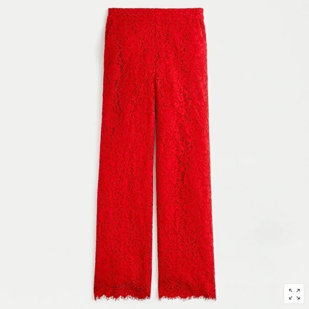 J Crew Red Lace Pull On Peyton Pants